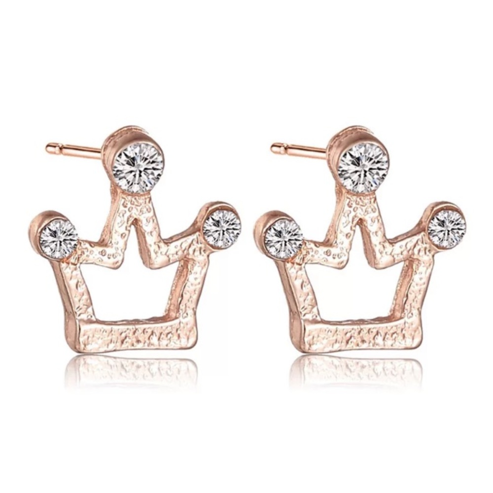 Asymmetrical Gold Zirconia Crown Earrings